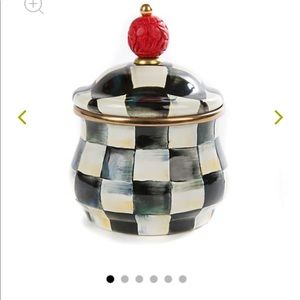 Mackenzie Childs Check Enamel Lidded Sugar Bowl